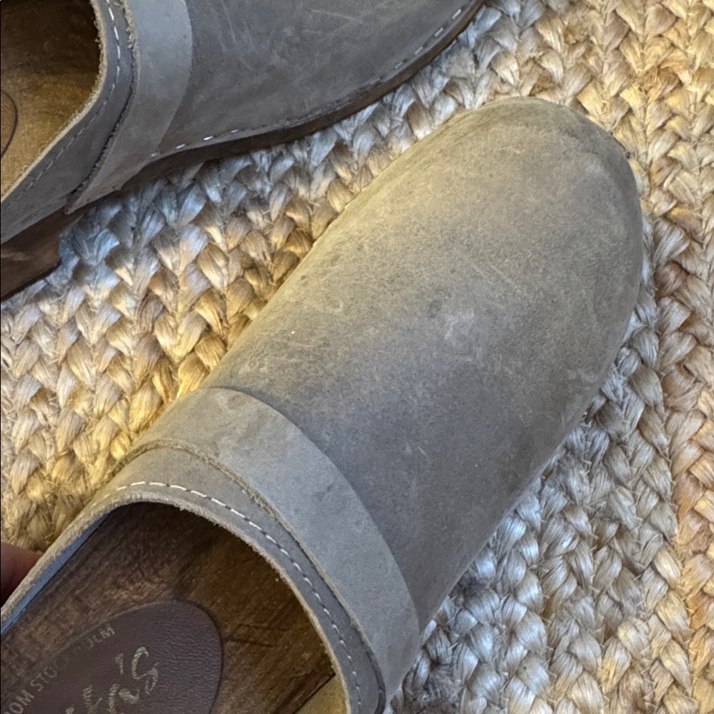 Lotta's From Stockholm 42 Wooden Taupe Nubuck Classic Leather Clogs - Picture 10 of 11